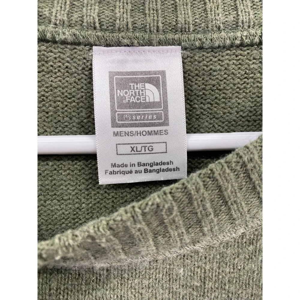 The North Face Sweater Mens XL Green Wool Cotton Blend Knit Pullover Long Sleeve